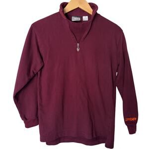 Spyder Red Dark Pullover Women's Sweater Cotton Sz 8 /‎ Medium Embroidered Zip